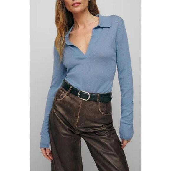 Reformation Tops - NEW, REFORMATION Lucas Relaxed Regenerative Merino Polo Sz XS #S8178